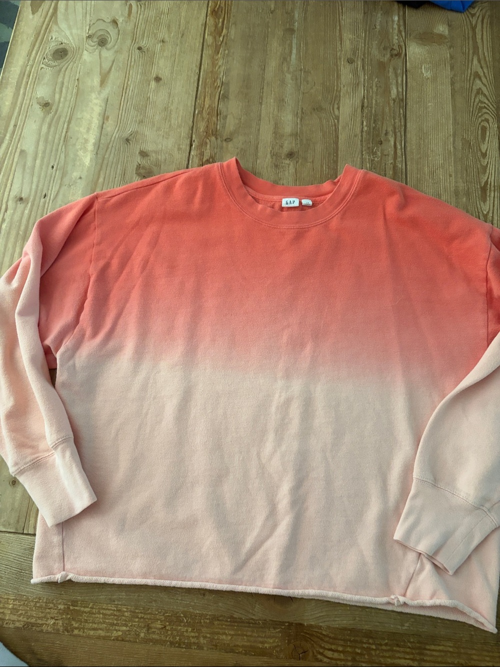 GAP Ombre Crewneck Sweatshirt in Coral and Light Pink